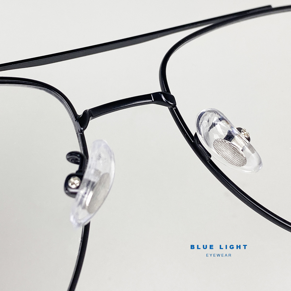 Gọng Kính Cận, Kính Giả Cận Nam Nữ TITANIUM Cao Cấp Siêu Nhẹ, Mắt Phi Công To Tròn , Full Đen, Bạc - BLUE LIGHT