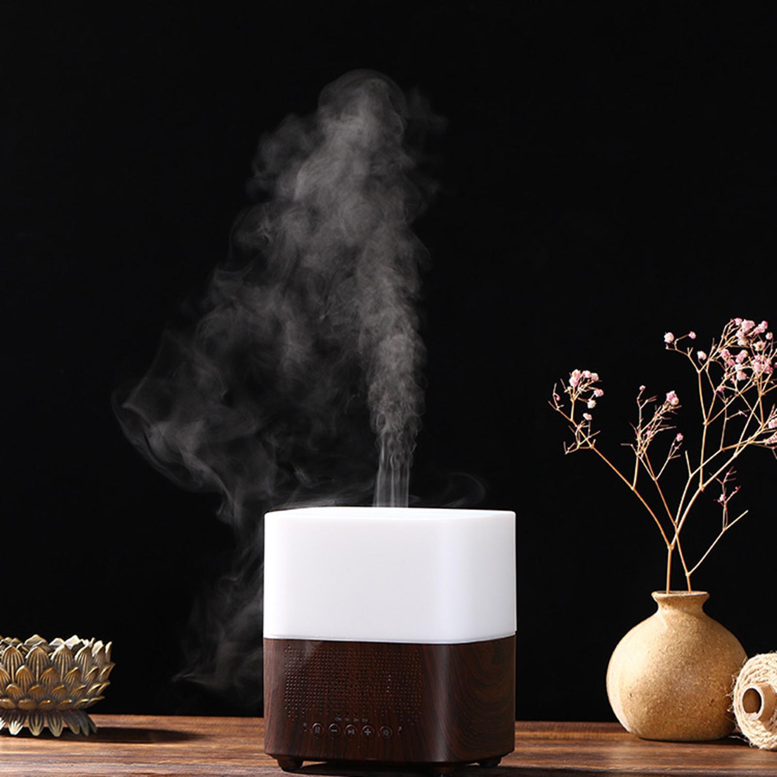 Wood Grain Air Humidifier Diffuser with Blueteeth Speaker Aromatherapy Atomization Alarm Clock Essential Oil Diffuser for Home Living Room