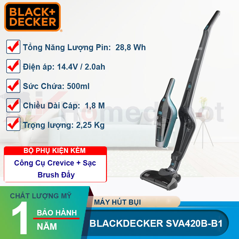 Máy hút bụi dùng pin Black&amp;Decker SVA420B - Hàng chính hãng