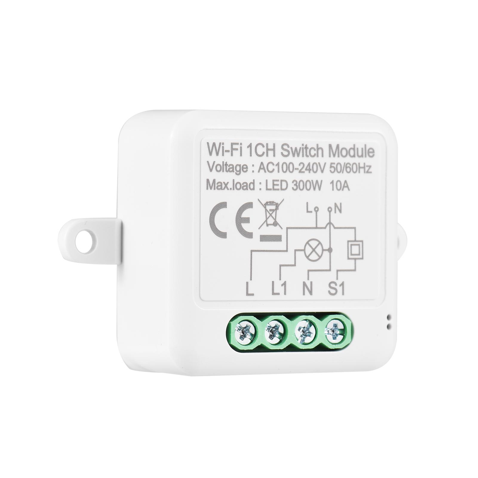 4CH WIFI Switch Module Mini Smart Module with Voice Control Mobilephone APP Control Timing Function Compatible with Google Assistant Amazon Alexa LED 300W, 10A