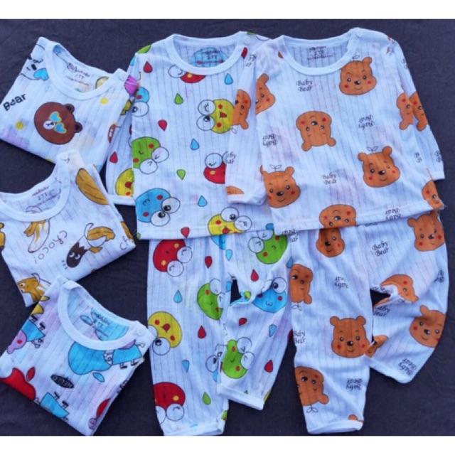 Bộ cotton giấy dài tay cài vai cho bé size