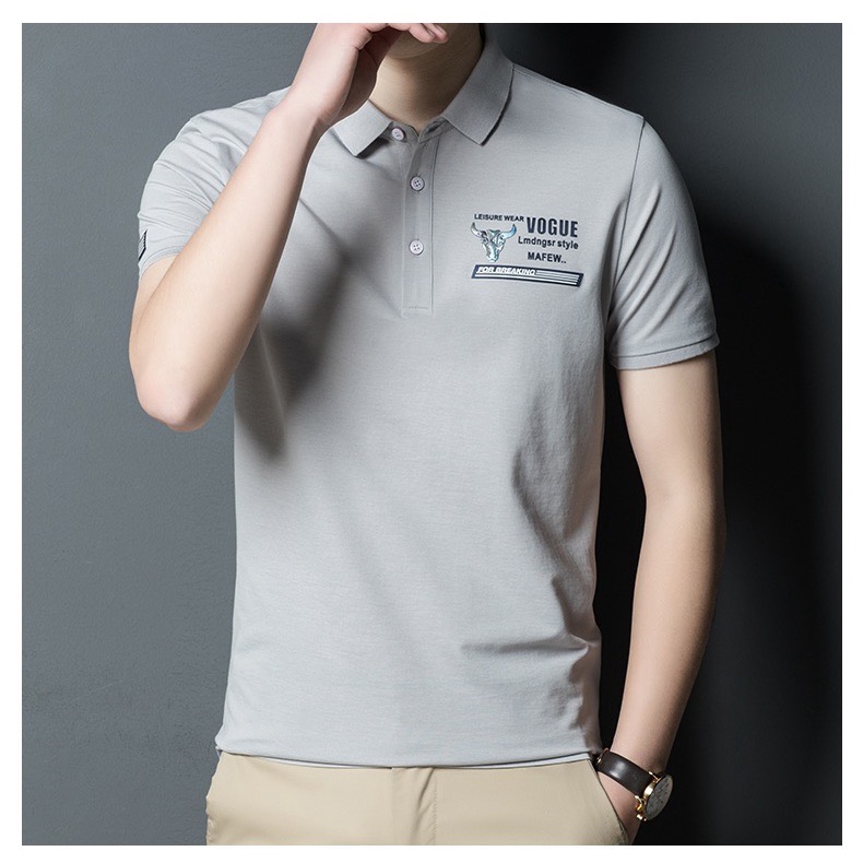 Áo thun nam ngắn tay có cổ vải Thun cotton 100%