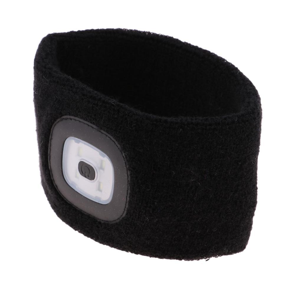 Hands Free LED Lighted Battery Powered Headlamp Braided Headband Sweat Band