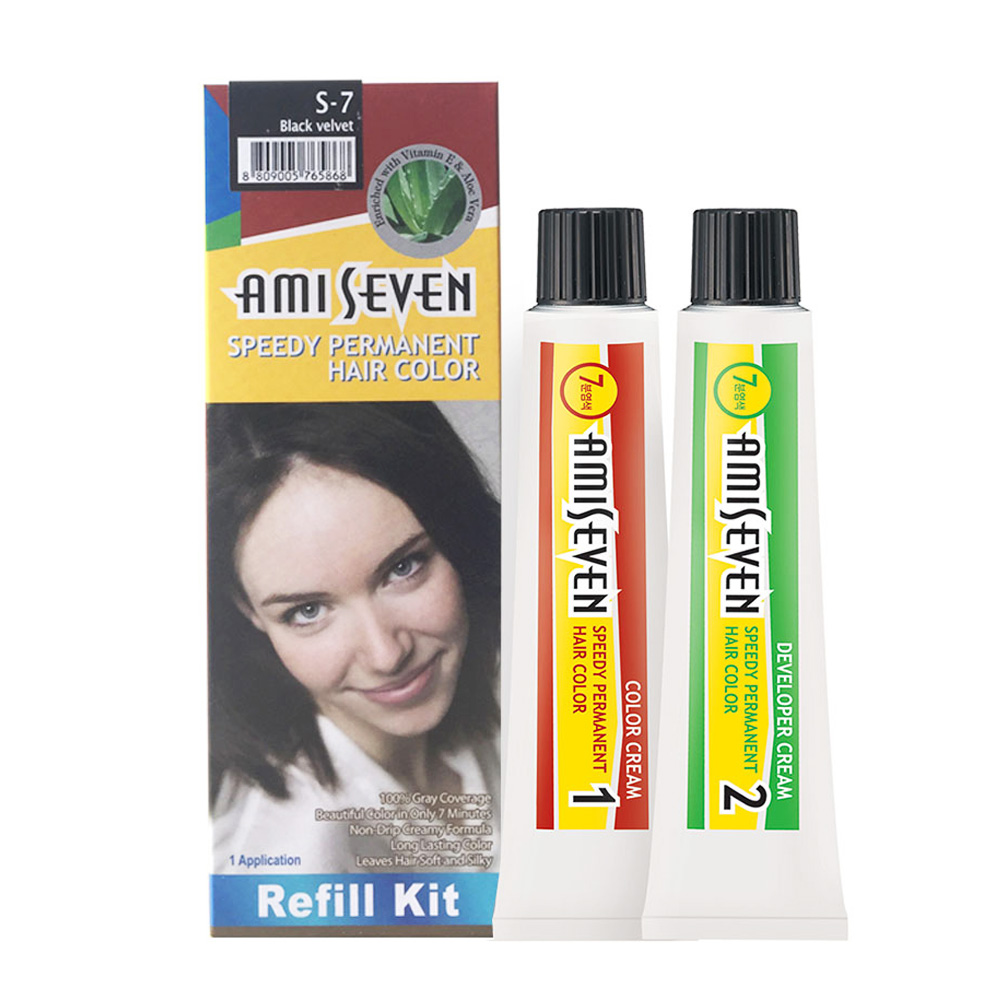 Nhuộm phủ bạc dược thảo Nhanh 7 Phút AMI SEVEN REFILL S7 Đen tự nhiên Hàn Quốc