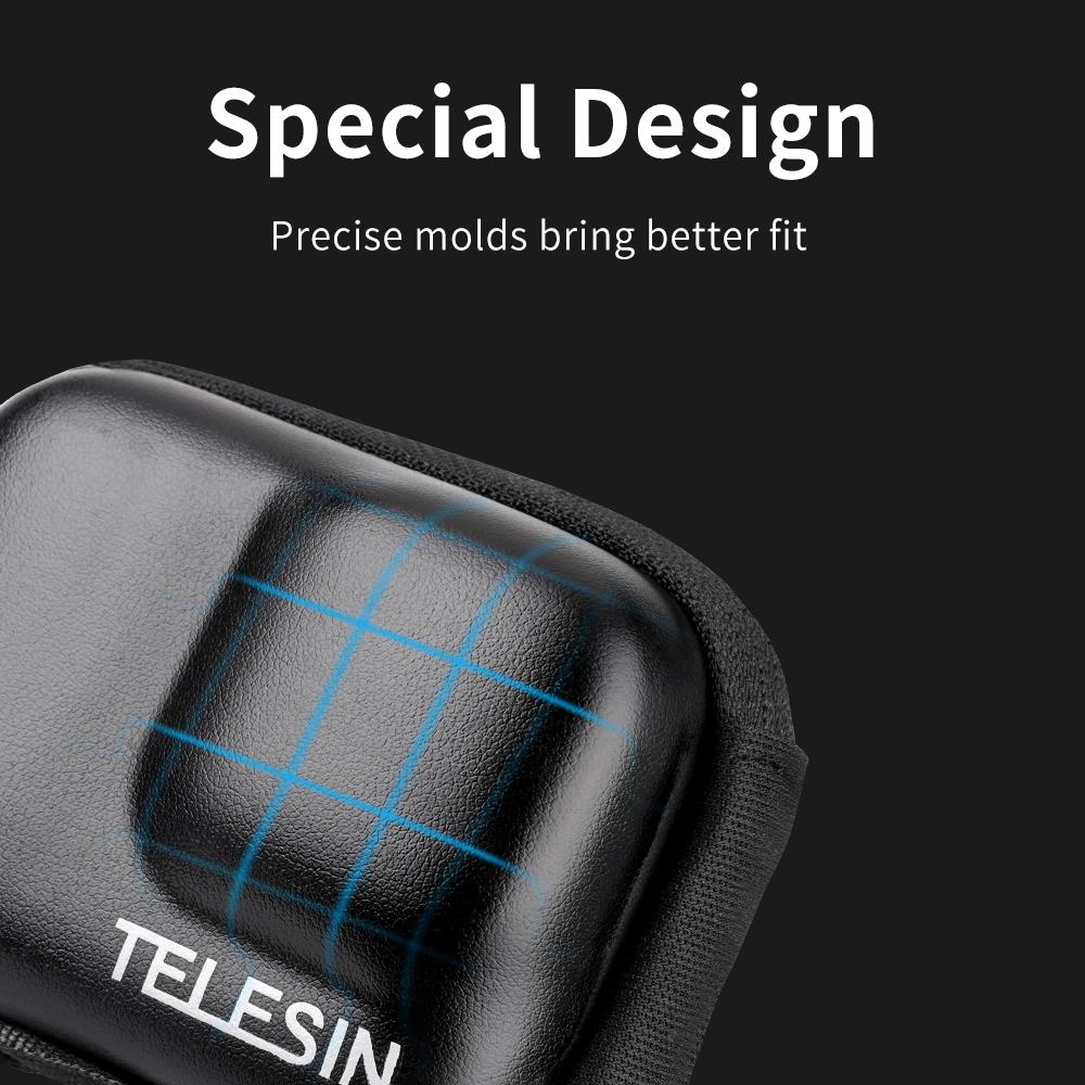 TELESIN Mini EVA Túi Bảo Vệ Cho GoPro Hero 11 10 9 Đen Camera Hành Động Hộp Chống Nước Mount Go Pro Phụ Kiện