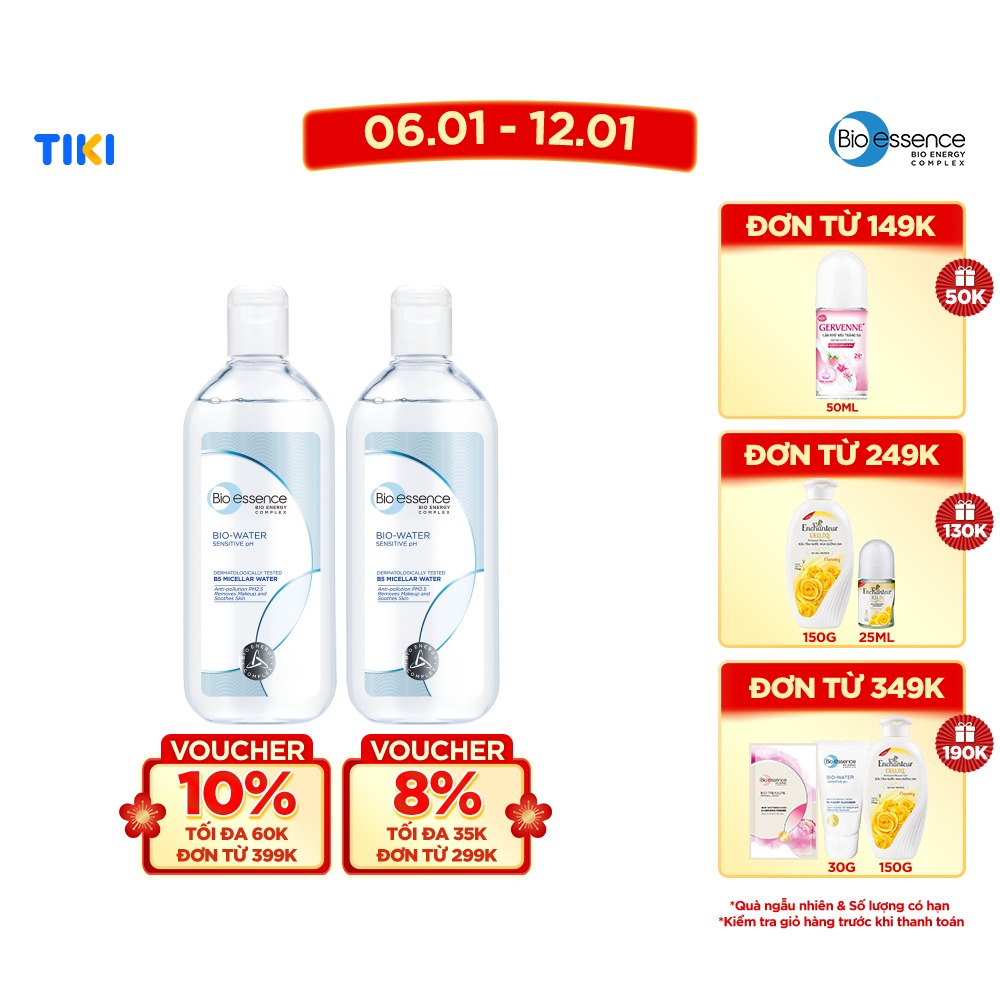 Combo 2 Nước tẩy trang ẩm mượt Bio-Essence Bio-Water 100ml/chai