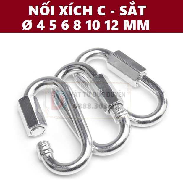 Nối xích C sắt Ø 4 5 6 8 10 12 mm