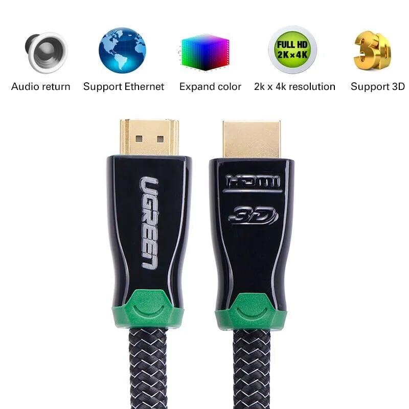 Ugreen UG10299HD126TK 20M Màu đen Đầu nối kim loại cáp Hdmi cao cấp với nylon 1.4V Full Copper 19 + 1 - HÀNG CHÍNH HÃNG