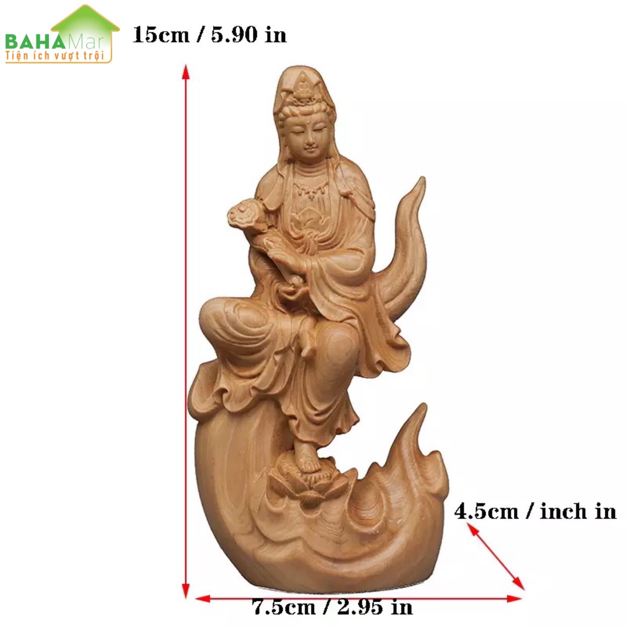 TƯỢNG ĐIÊU KHẮC GỖ - PHẬT BÀ QUAN ÂM "BAHAMAR" Chất liệu gỗ chắc chắn, chất lượng cao và bảo vệ môi trường, tay nghề tinh tế và chất lượng cao.