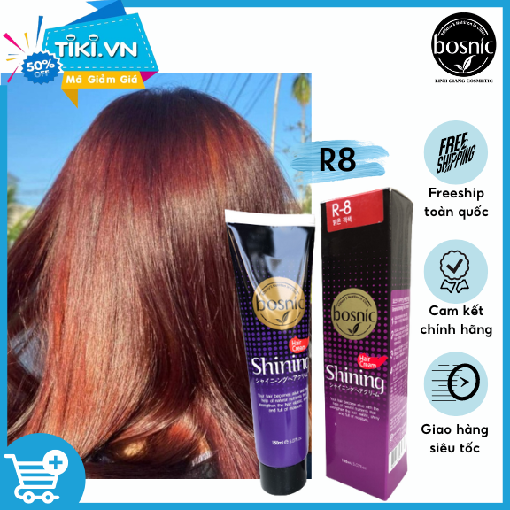 R8 (NÂU ÁNH ĐỎ) - NHUỘM THẢO DƯỢC MÀU THỜI TRANG BOSNIC 150ML