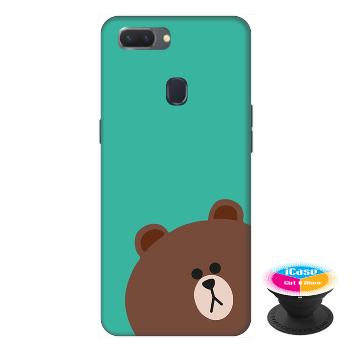 Ốp lưng điện thoại Oppo A5S hình Gấu Xám tặng kèm giá đỡ điện thoại iCase xinh xắn - Hàng chính hãng