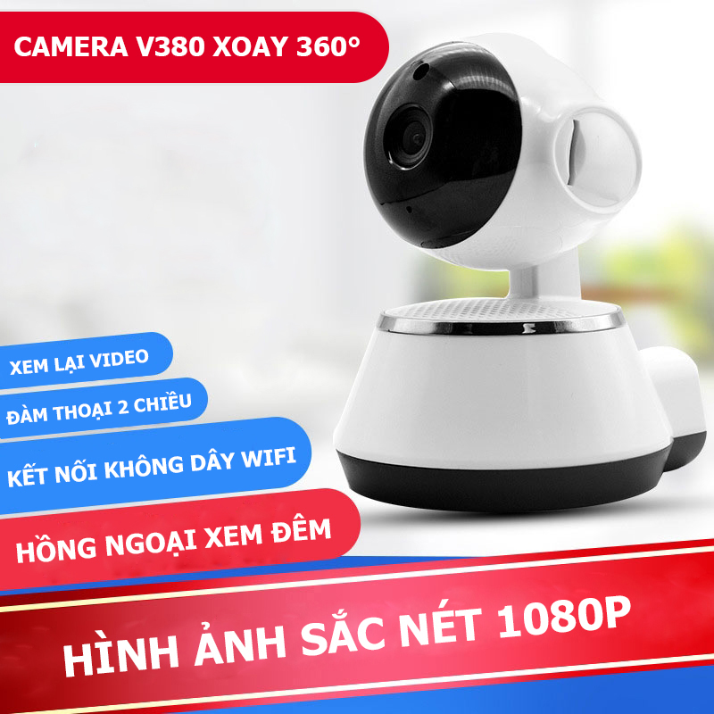 Camera IP wifi mini giám sát xoay 360 độ V380 Pro - Đàm thoại hai chiều - Phân giải FullHD - Quay ban đêm sắc nét - Xem lại - Kết nối không dây xem trên điện thoại.