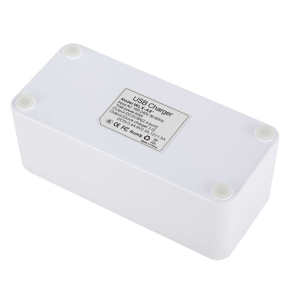 Bộ sạc USB thông minh đa chức năng Màn hình LCD 8 cổng AC100-240V - Trắng A9 Plus