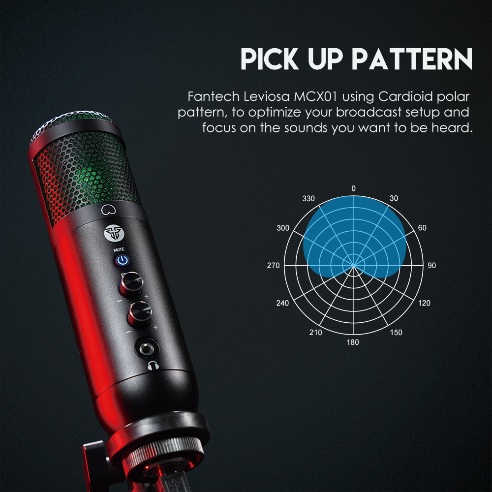 Bộ Micro thu âm livestream chuyên nghiệp Fantech MCX01 LEVIOSA LED RGB âm thanh chất lượng cao - Hàng chính hãng