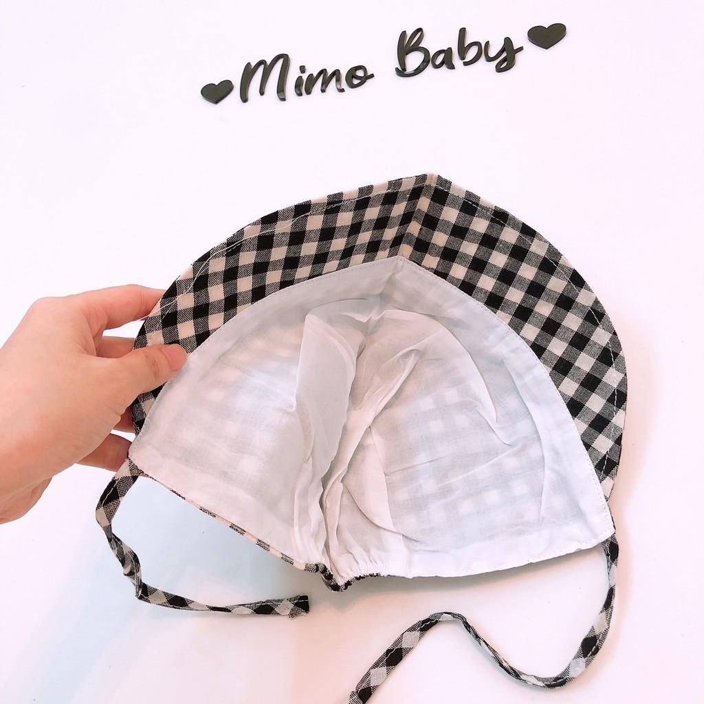 Mũ tiểu thư vải đũi vintage cho bé (0-12m)