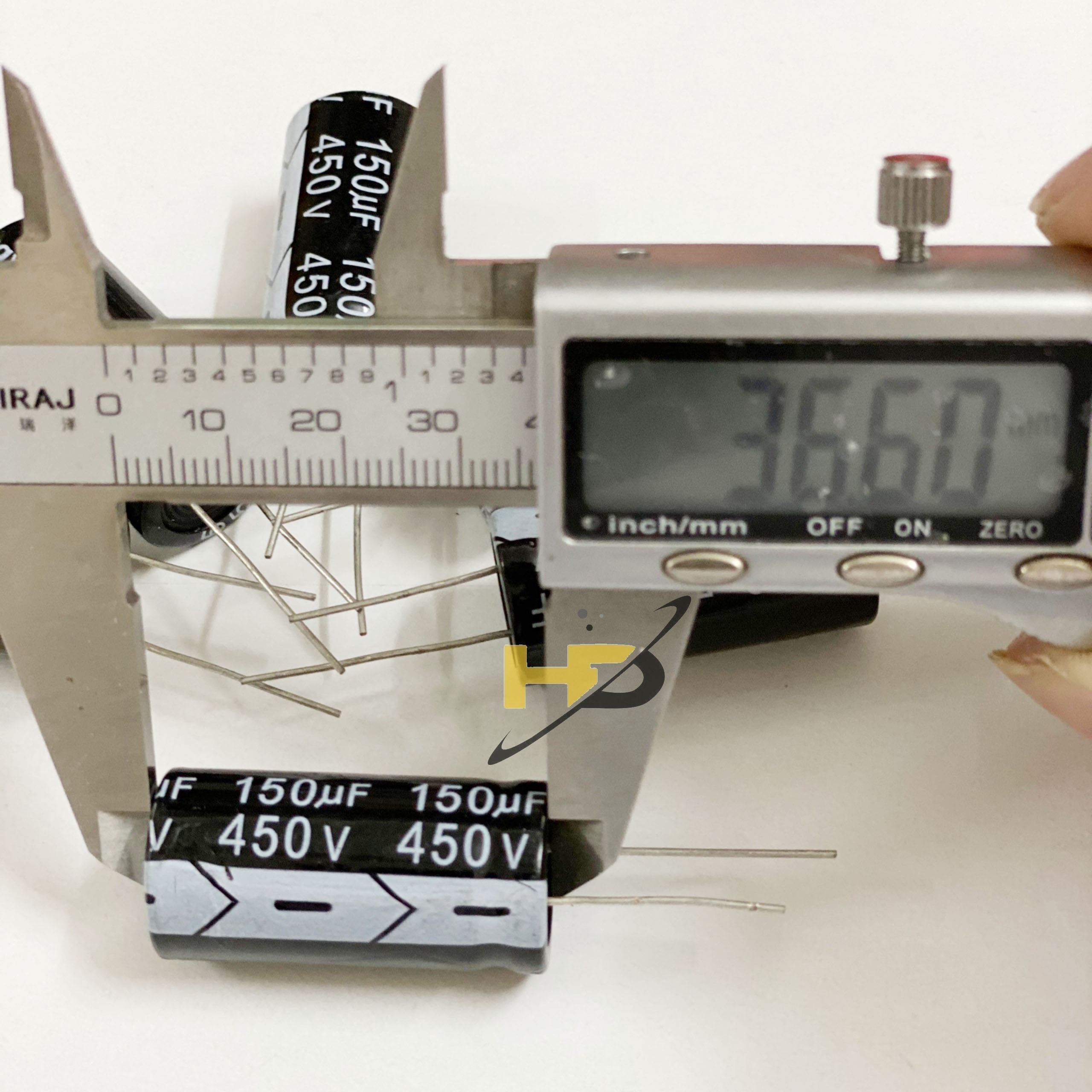 Tụ Hóa 150uF 450V Kích Thước 36x18mm Màu Đen, Linh Kiện Điện Tử Mới