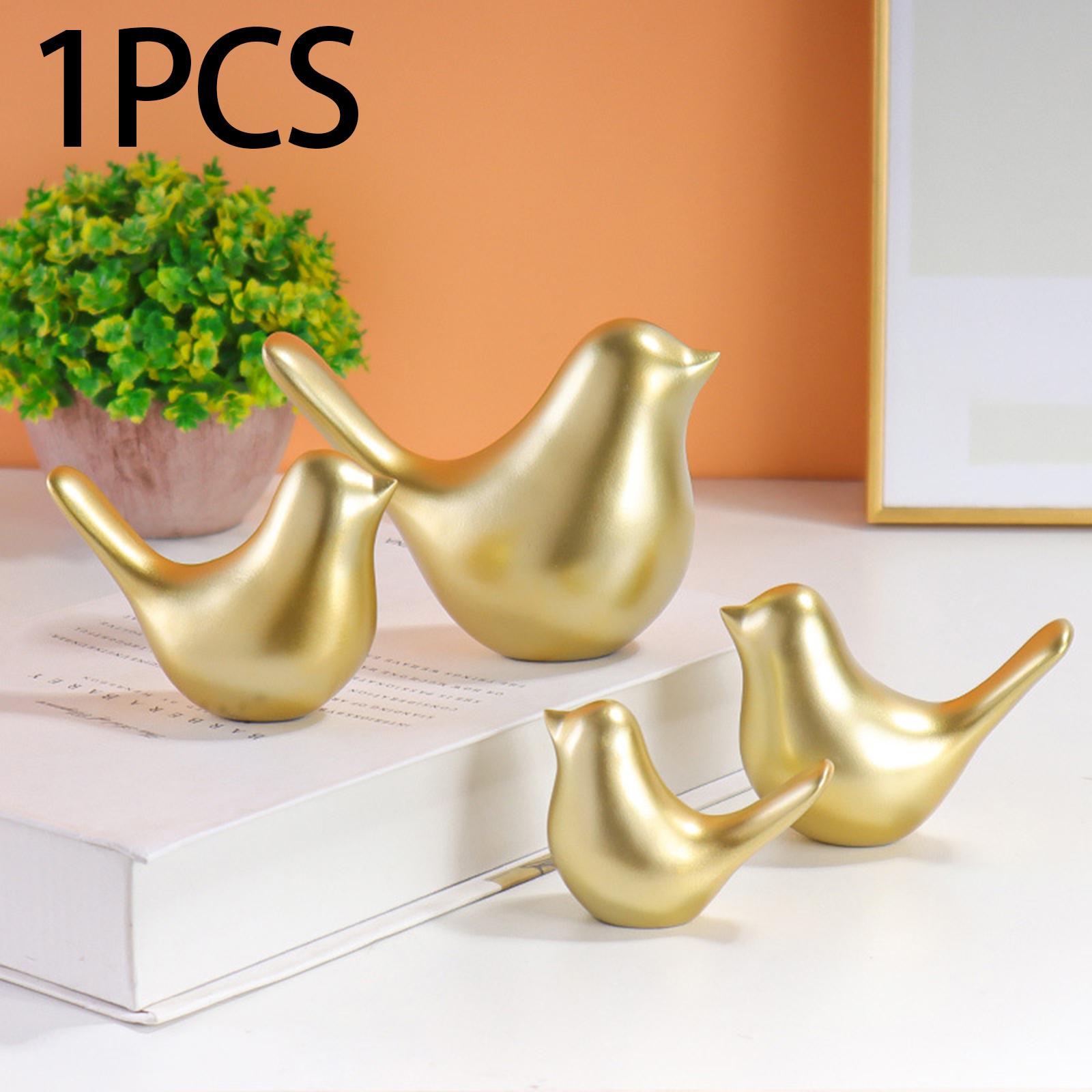 Golden Birds Figurine Nordic Style Bird Sculpture for Wedding Bedroom Office