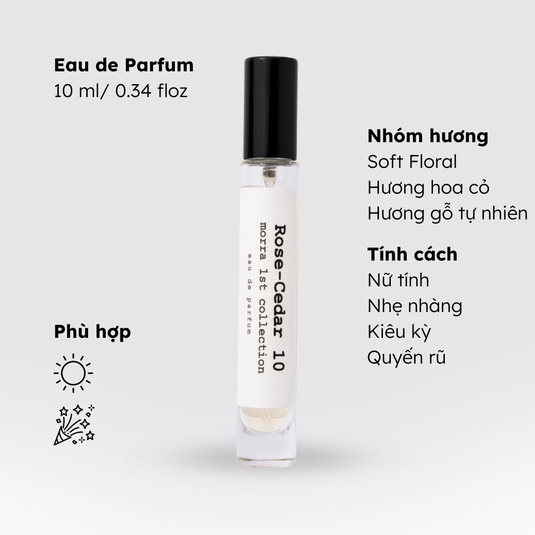 Bộ Đôi Nước Hoa Chính Hãng Morra Rose Cedar 10ml Nguyên Liệu Nhập Pháp Hương Hoa Cỏ Nữ Tính, Ngọt Ngào, Sang Trọng Và Quyến Rũ Lưu Hương Thơm Lâu