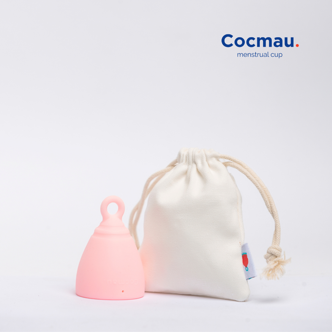 Cốc nguyệt san cải tiến Cocmau - Hồng Pastel - Cuống tròn dễ tháo - Thiết kế vành ẩn nhỏ gọn - 100% silicone y tế