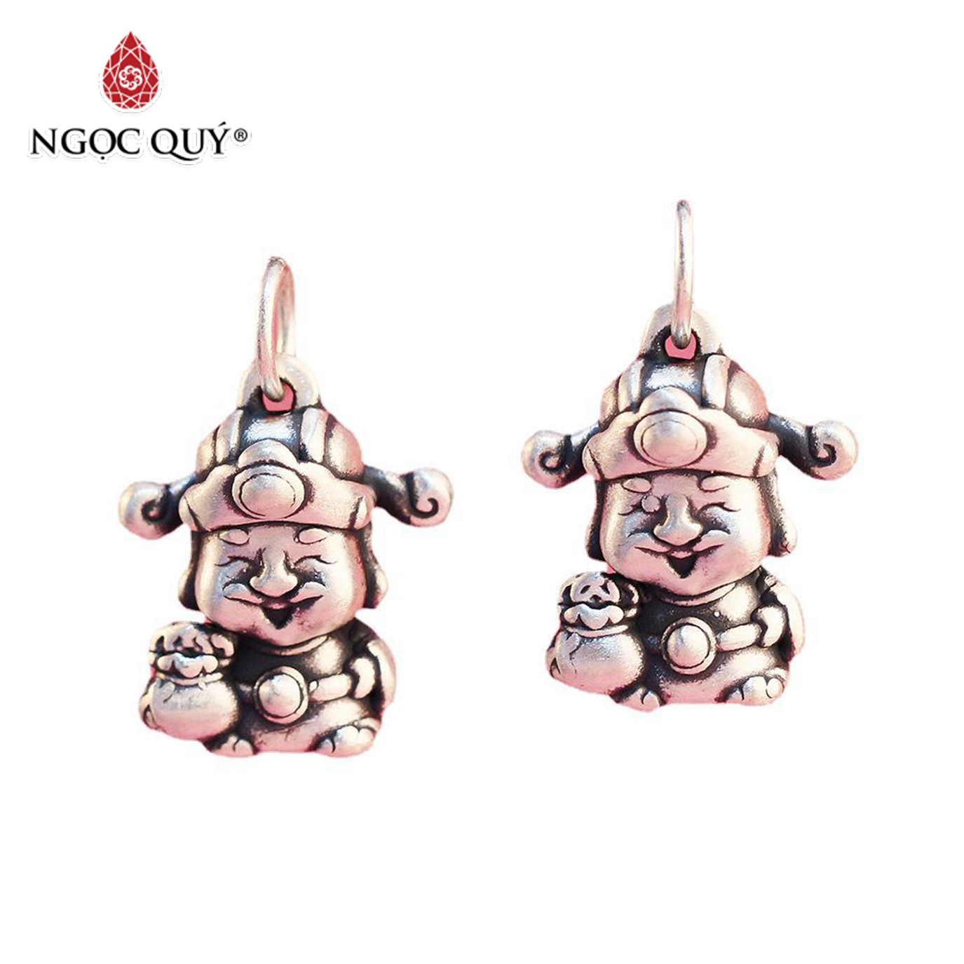 Charm treo bạc 3D thần tài may mắn - Ngọc Quý Gemstones