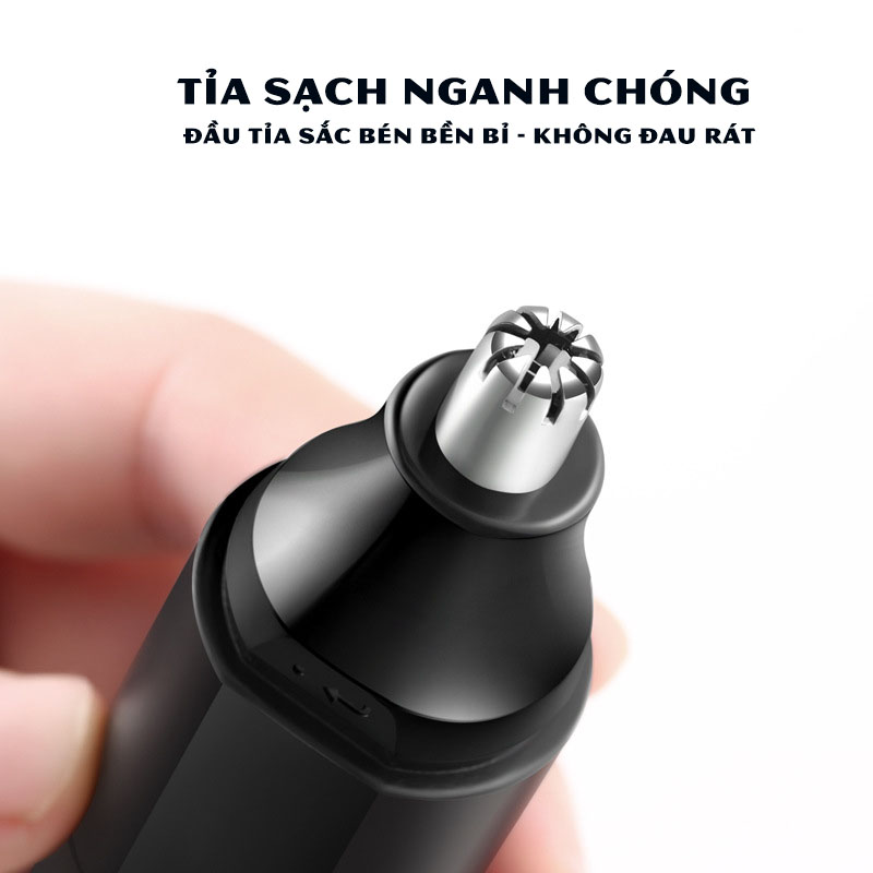 Máy tỉa lông mũi mini sạc pin mới cổng type-c, thiết kế dạng pin rời tháo lắp, cạo sạch mọi góc gách