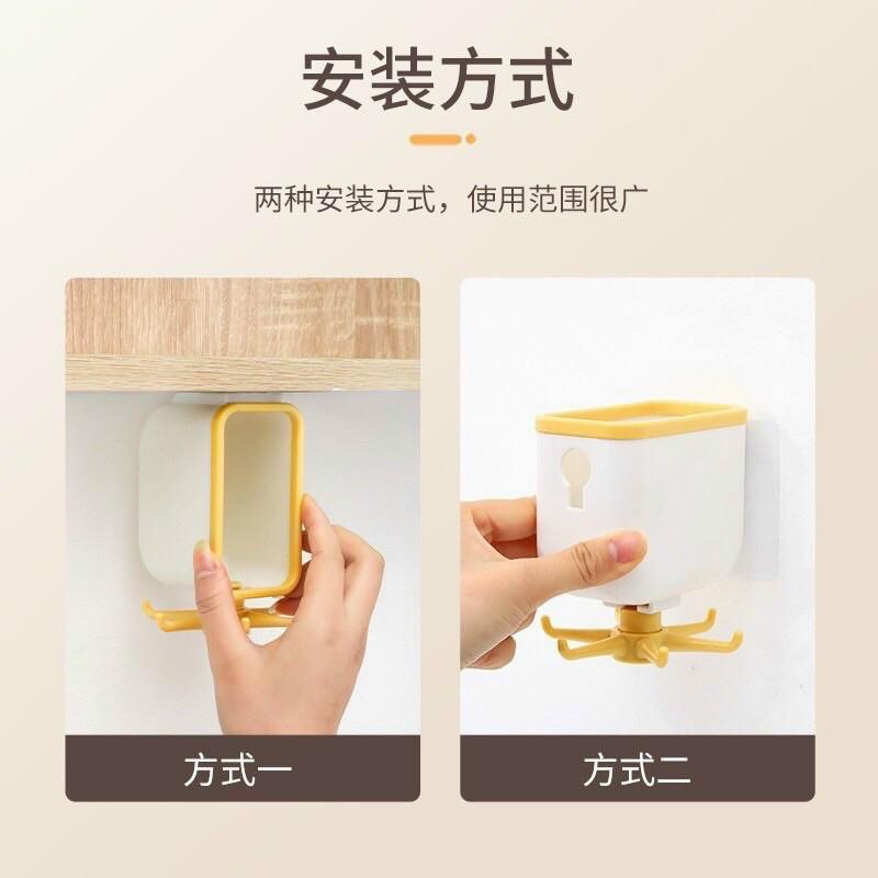 Móc treo đồ nhà tắm, nhà bếp xoay 360 độ đa năng