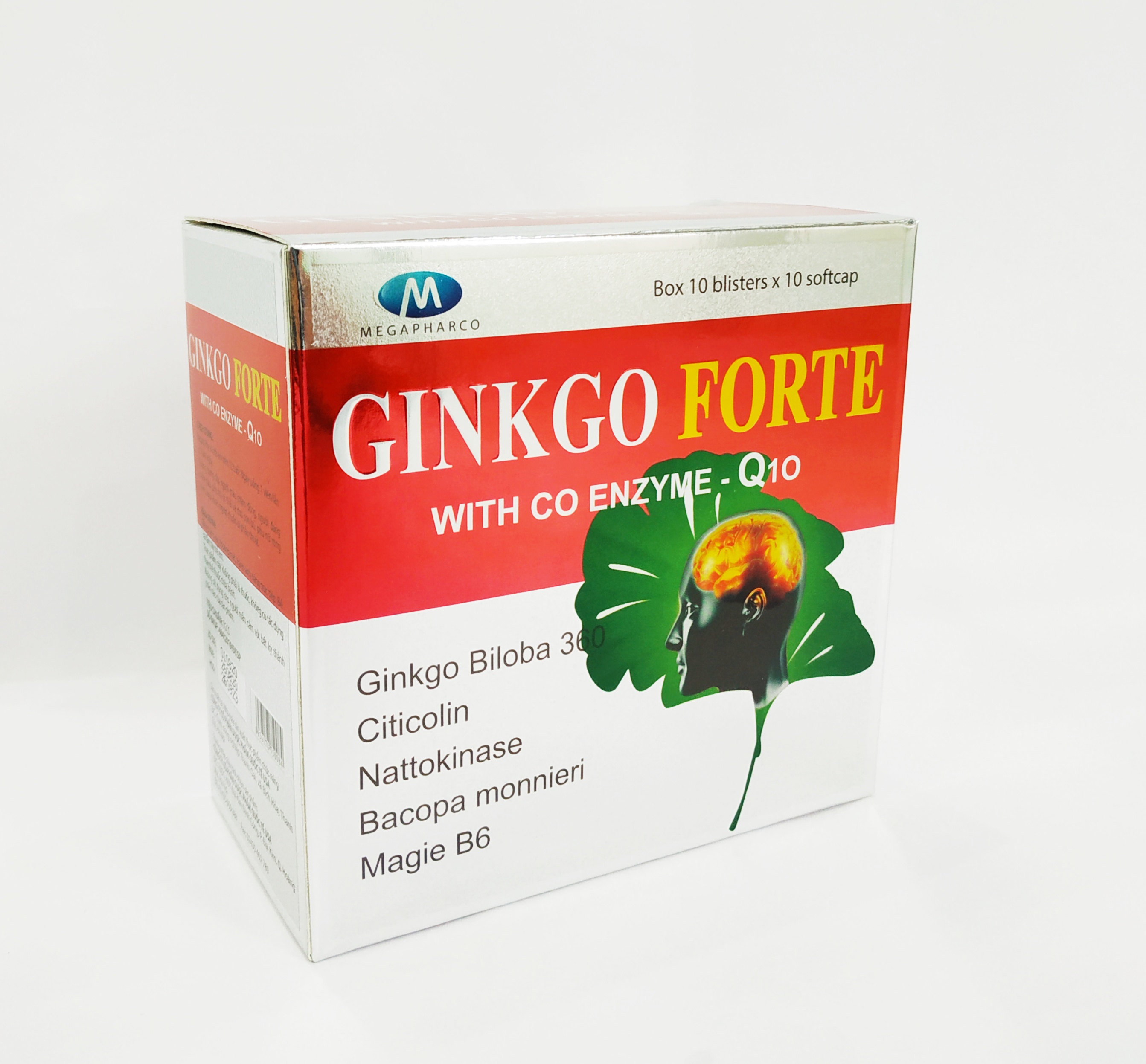 Hoạt Huyết Dưỡng Não Ginkgo Forte With Coenzyme Q10 - Giảm Tai Biến Mạch Máu Não - Giúp Tuần Hoàn Máu Não - Hộp 100 Viên