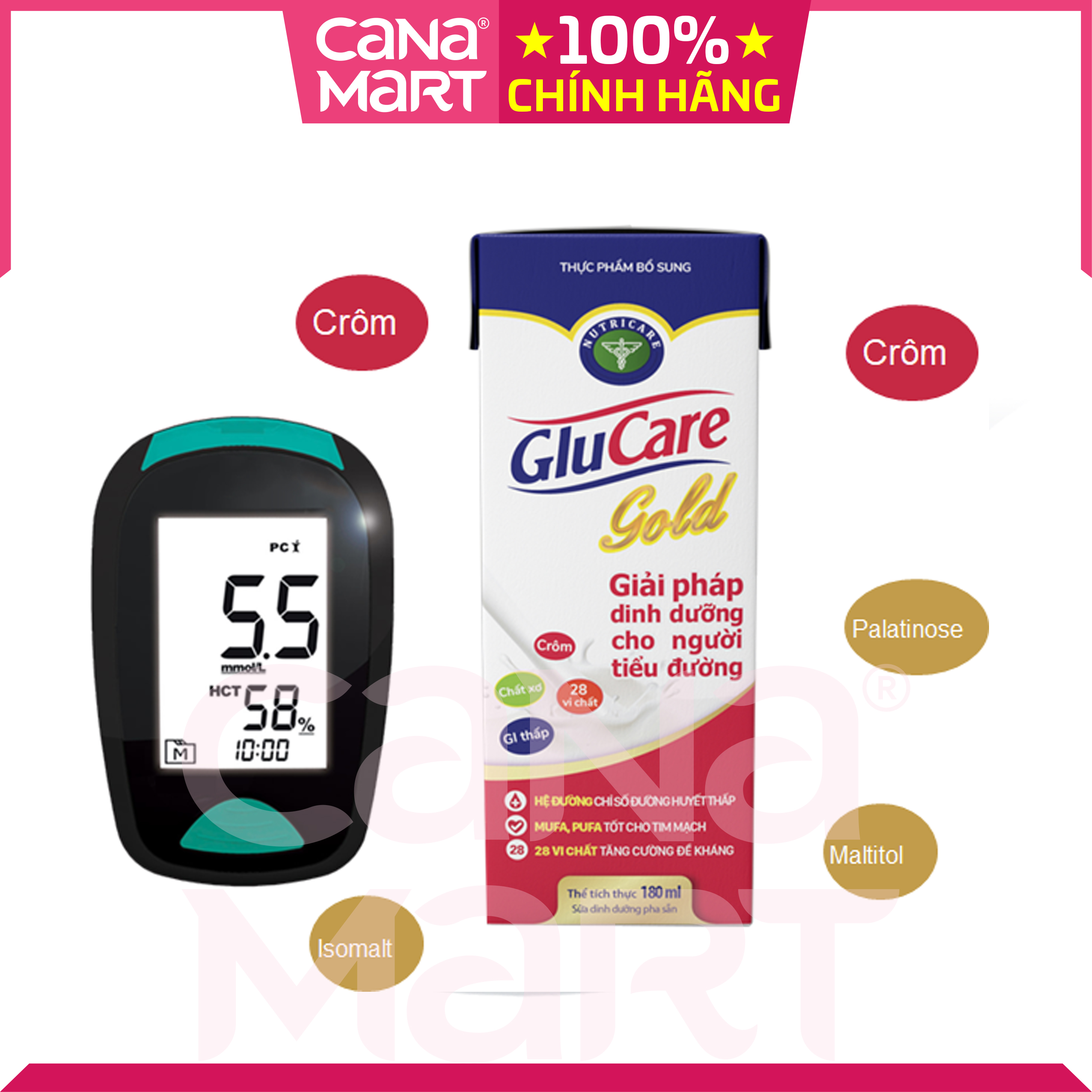 Combo 12 hộp sữa nước Nutricare GLUCARE Gold cho người tiểu đường (180ml)