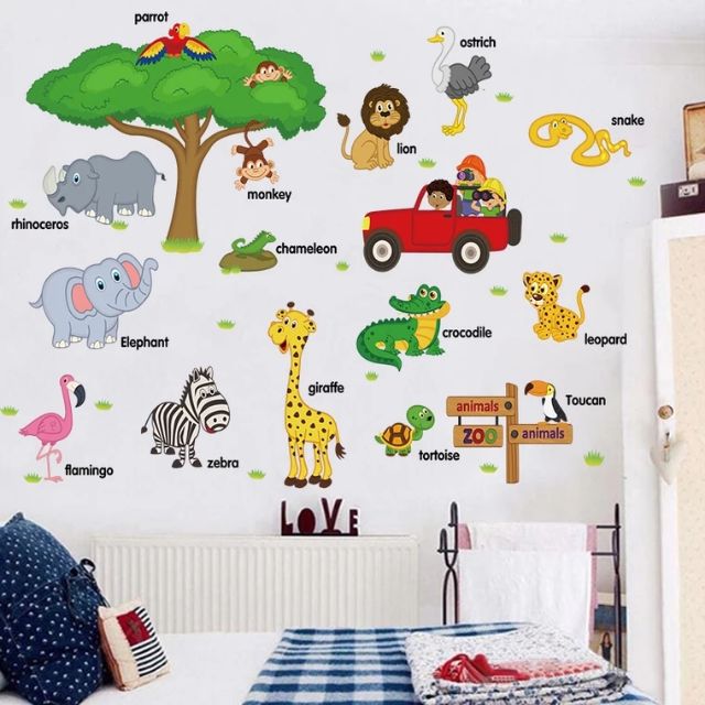 Decal dán tường Vườn thú Châu phi - HP162