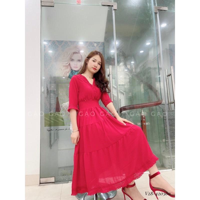 V28 váy retro đỏ cho con bú️ẢNH THẬT