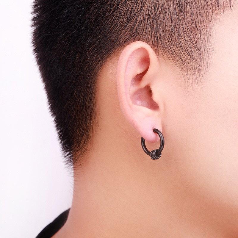 Khuyên tai Hipster 2 nam nữ GIÁ 1 CHIẾC unisex tròn dạng xỏ màu bạc đen - HT Orn Earring đơn giản đẹp nhỏ xinh Camcam