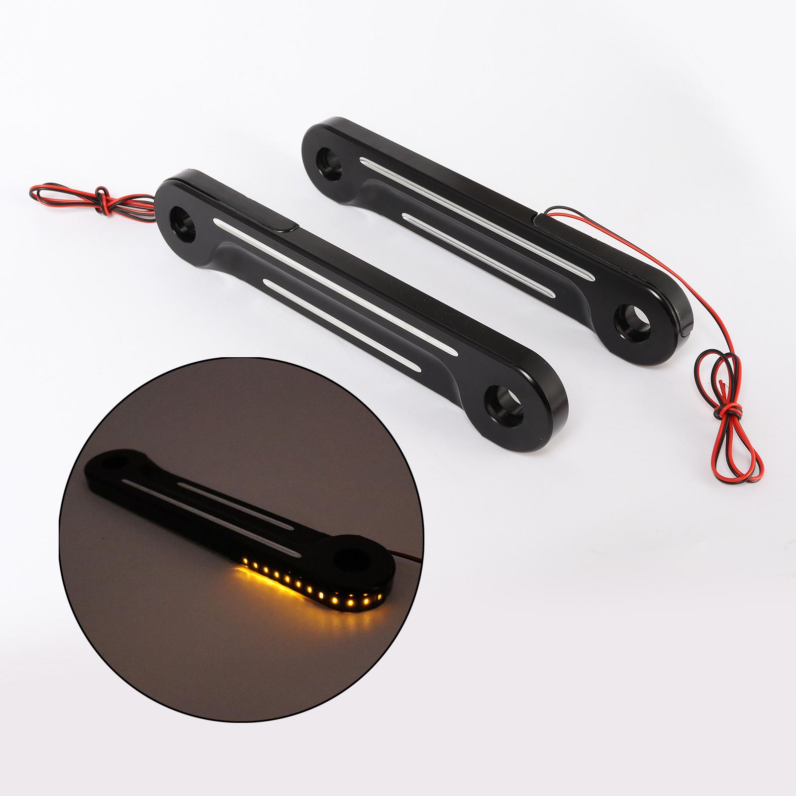 One Pair Motorcycle Front LED Flush Fork Turn Signals Brackets for Harley Touring 1998-Up, Electra Glide 1997-2013, Tri Glide 1997-2013
