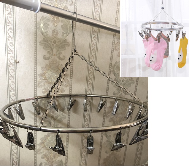 Móc Kẹp Phơi Quần Áo Inox 20 Kẹp Khung Tròn Tiện Ích
