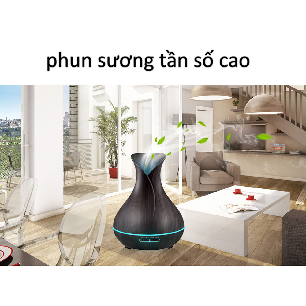 Combo máy khuếch tán, máy xông tinh dầu NFarm hình bình hoa + tinh dầu cam hương N'Farm (10ml)/ Phun sương sóng siêu âm/ Có remote điều khiển