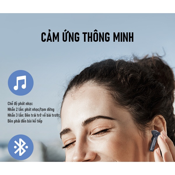 Tai Nghe Bluetooth ROBOT Airbuds T30 Thiết Kế In-Ear Chống Nước Cảm Ứng Thông Minh - Hàng Chính Hãng