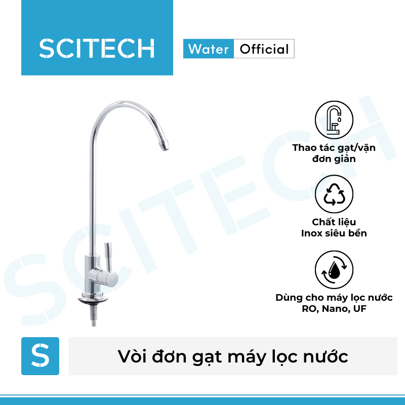 Vòi máy lọc nước - Vòi đơn hoặc vòi đôi, vòi tay gạt hoặc vòi tay vặn inox cao cấp dùng trong máy lọc nước - Hàng chính hãng