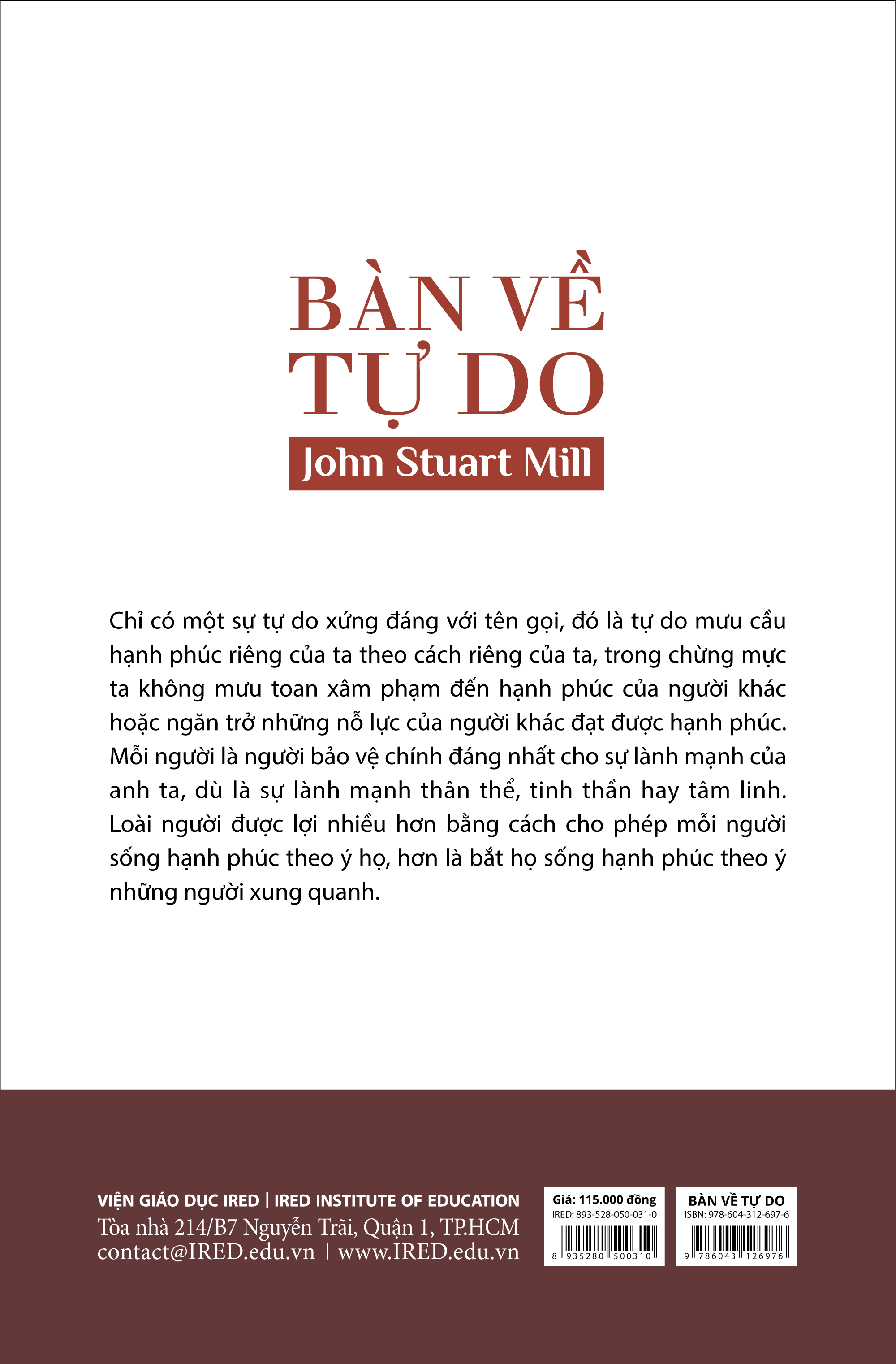 BÀN VỀ TỰ DO (On Liberty) - John Stuart Mill - Nguyễn Văn Trọng dịch - (bìa mềm)