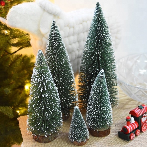 Bộ 5 cây thông mini phủ tuyết tặng dàn nháy nhỏ Christmas tree trang trí Noel 2020