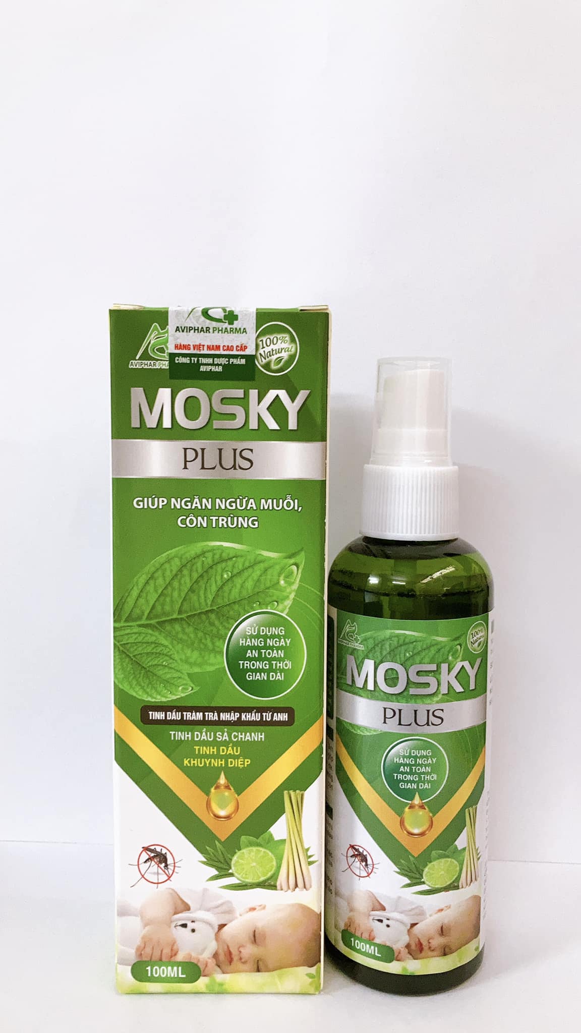 Xịt Muỗi Thảo Dược MOSKY PLUS 100ml giúp ngăn ngừa muỗi và côn trùng