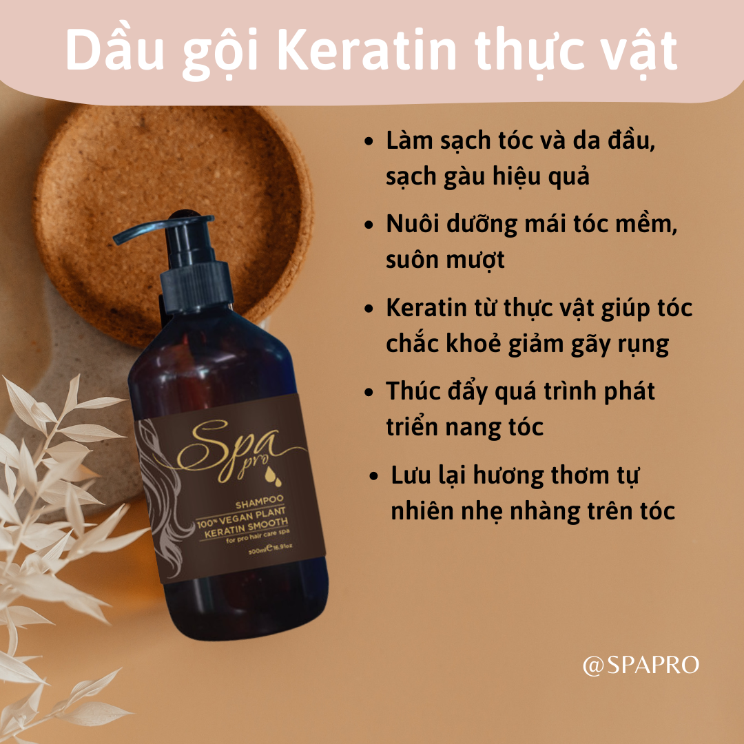 Dầu Gội Keratin Thực Vật 100% Vegan Chuẩn SPA Chăm Sóc Tóc Chuyên Nghiệp (1000ml