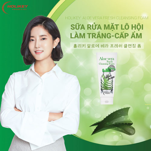 SỮA RỬA MẶT LÔ HỘI LÀM TRẮNG-CẤP ẨM HOLIKEY ALOE VERA FRESH CLEANSING FOAM