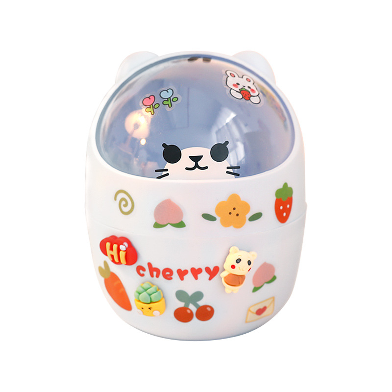 Hộp Đựng Bút Xinh Xắn Nắp Hình Gấu Cute, Thùng Rác Mini Trang Trí Decor, Tặng bộ sticker đi kèm