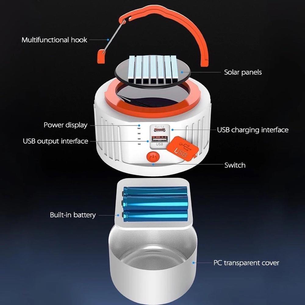 Bóng Đèn LED Năng Lượng Mặt Trời Di Động Có Thể Sạc Lại Cho Hoạt Động Ngoài Trời