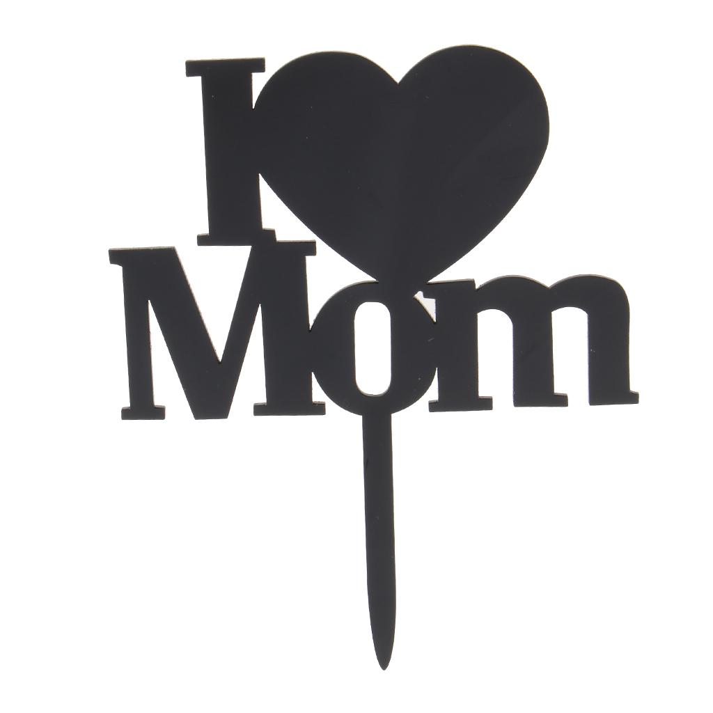 I Love Mom Heart Cake Topper Party Cake Baking Accessories Photo Prop