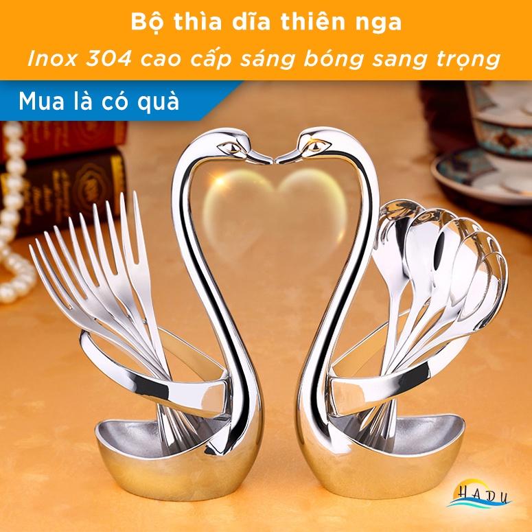 Bộ thìa dĩa thiên nga inox 304 cao cấp chất lượng cao an toàn HADU