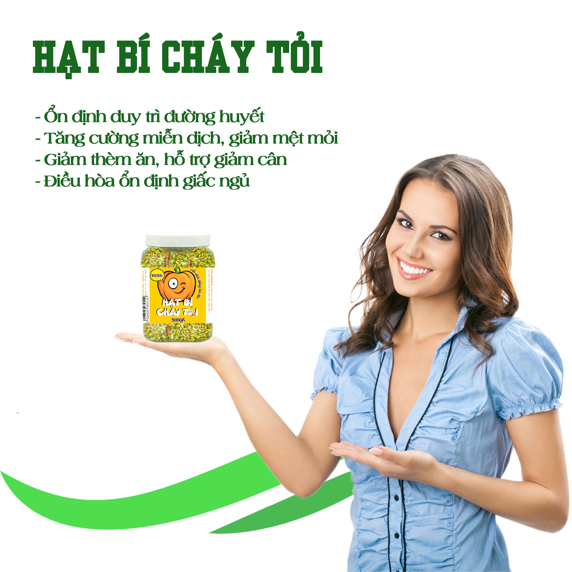 Hạt Bí Xanh Cháy Tỏi TETE 500 gram