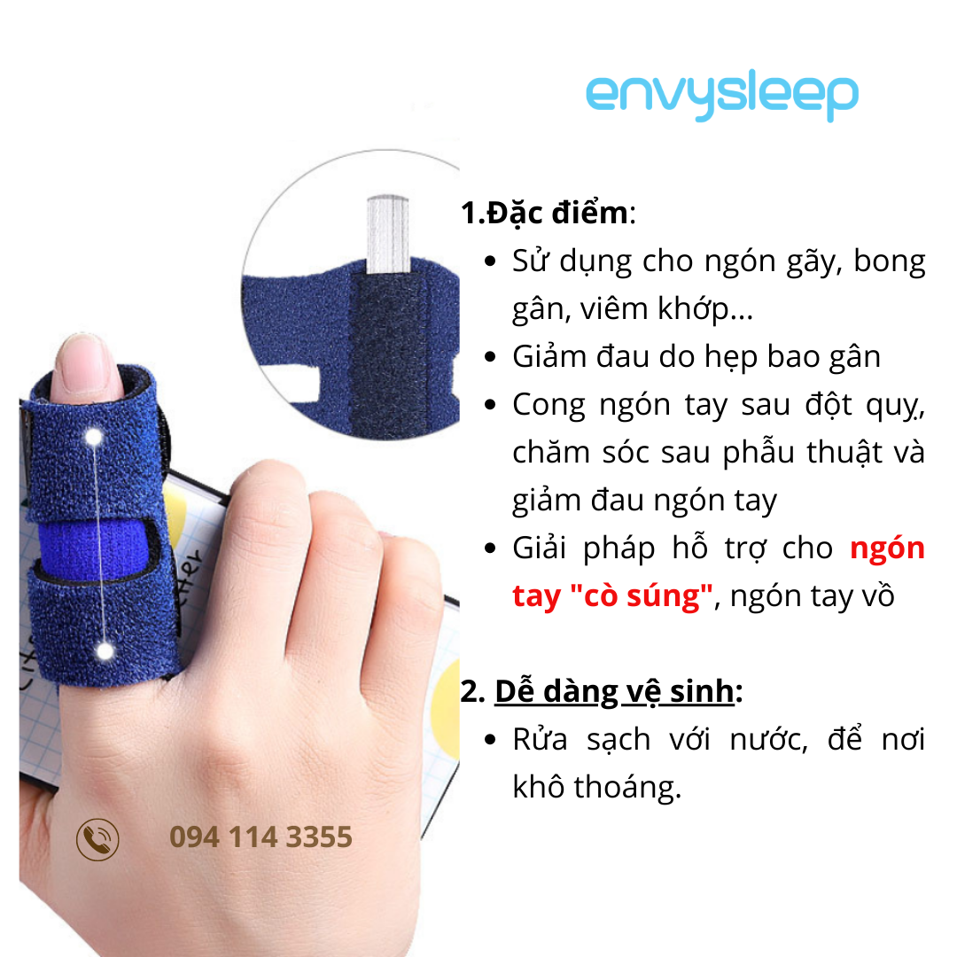 Nẹp ngón tay Envysleep cố định, giữ khớp xương cho ngón gãy trật gân, BỘ 1 CÁI