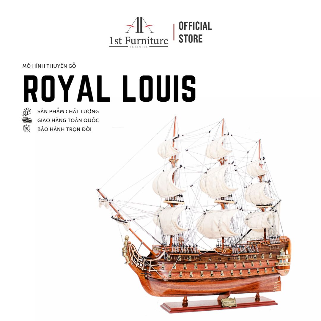 Mô hình thuyền cổ ROYAL-LOUIS cao cấp, mô hình thuyền gỗ tự nhiên sang trọng lắp ráp sẵn 1st FURNITURE