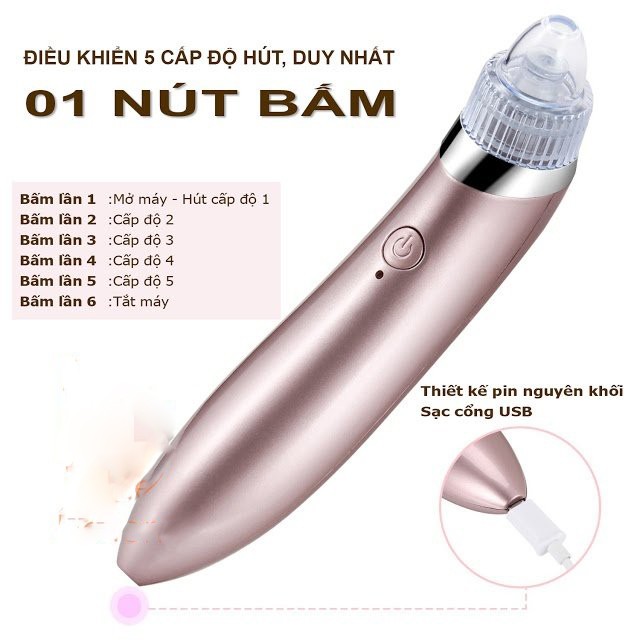 Máy Hút Mụn Loại Bụi Bẩn – Bã Nhờn – Làm Sạch Lỗ Chân Lông Ngăn Ngừa Hình Thành Mụn Cám – Đầu Đen nhiều đầu hút tiện lợi Hàng chính hãng