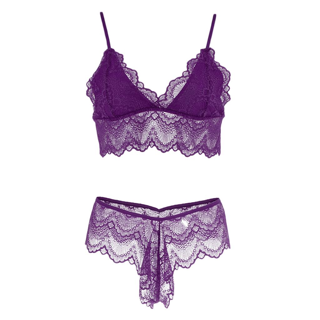 Women Sexy Lace Bra Panty Thong Lingerie Set Sleepwear